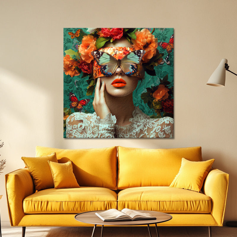 Frau mit Schmetterling-Kunst