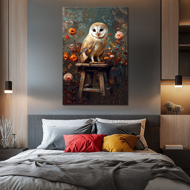 Vintage Uil schilderij