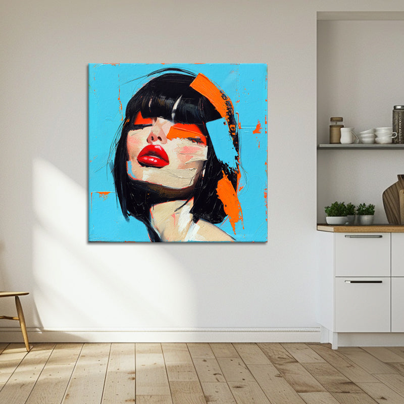 Gezicht vrouw schilderij