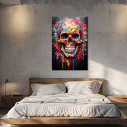 Gekleurde schedel schilderij