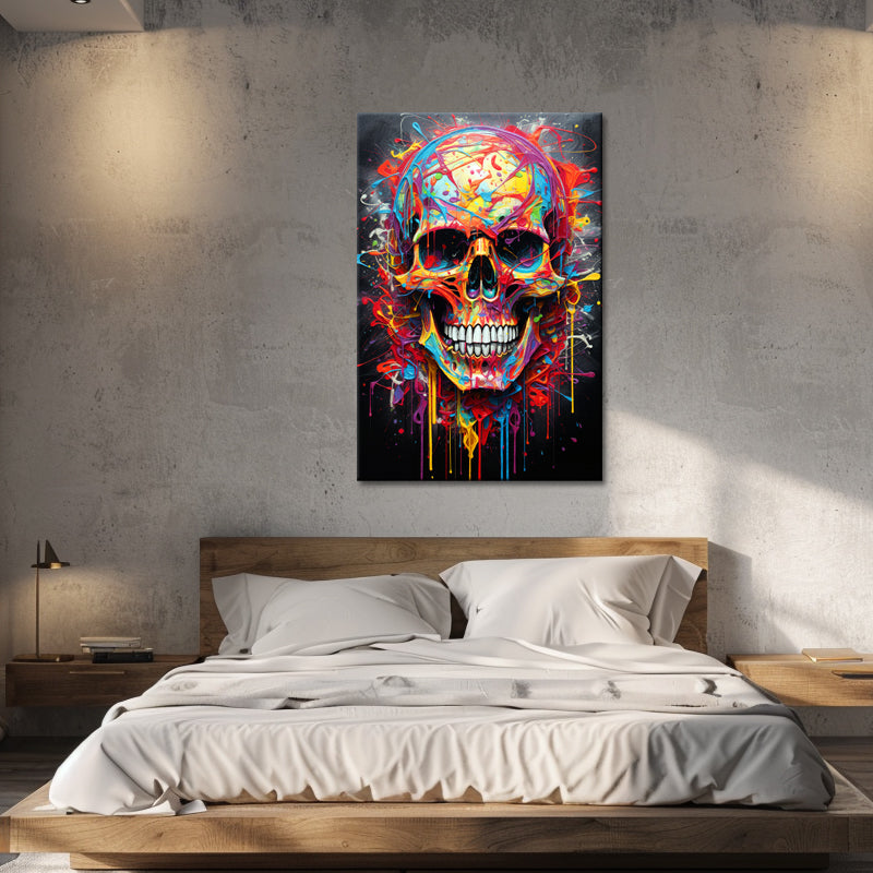 Gekleurde schedel schilderij