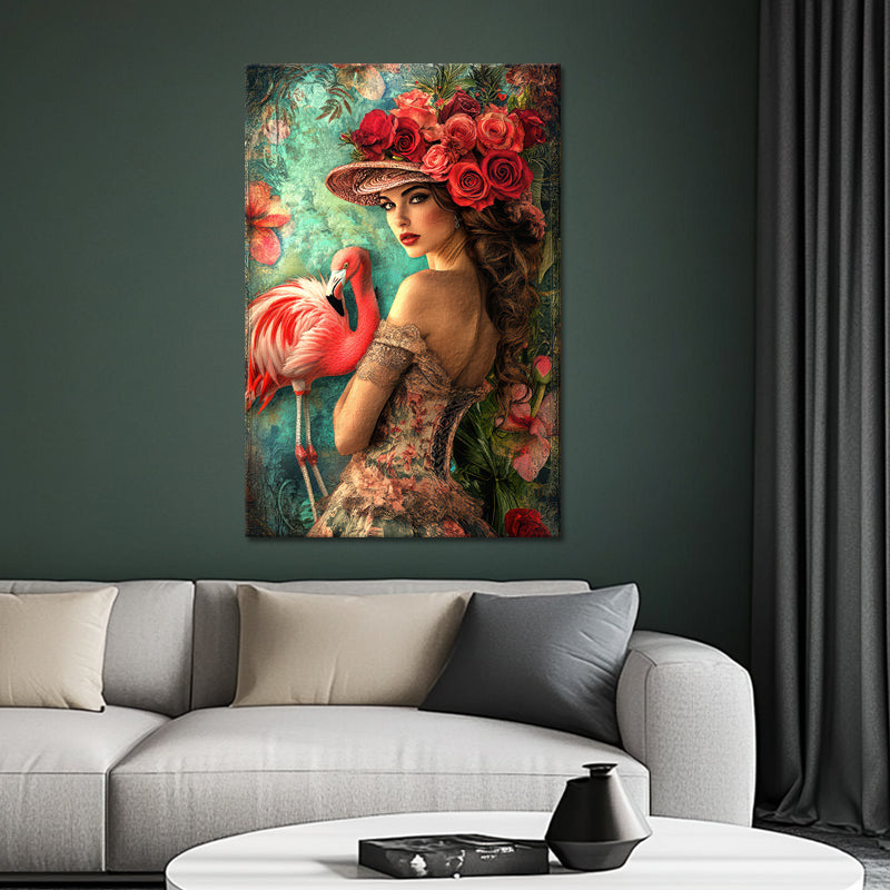 Schöne Frau mit Flamingo III