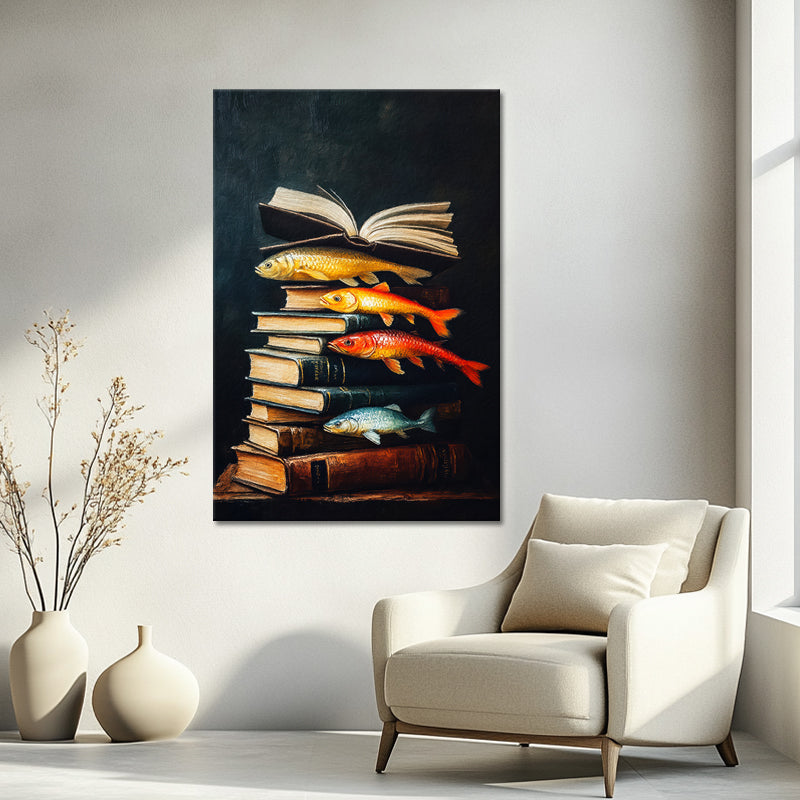 Bücher und Fischen