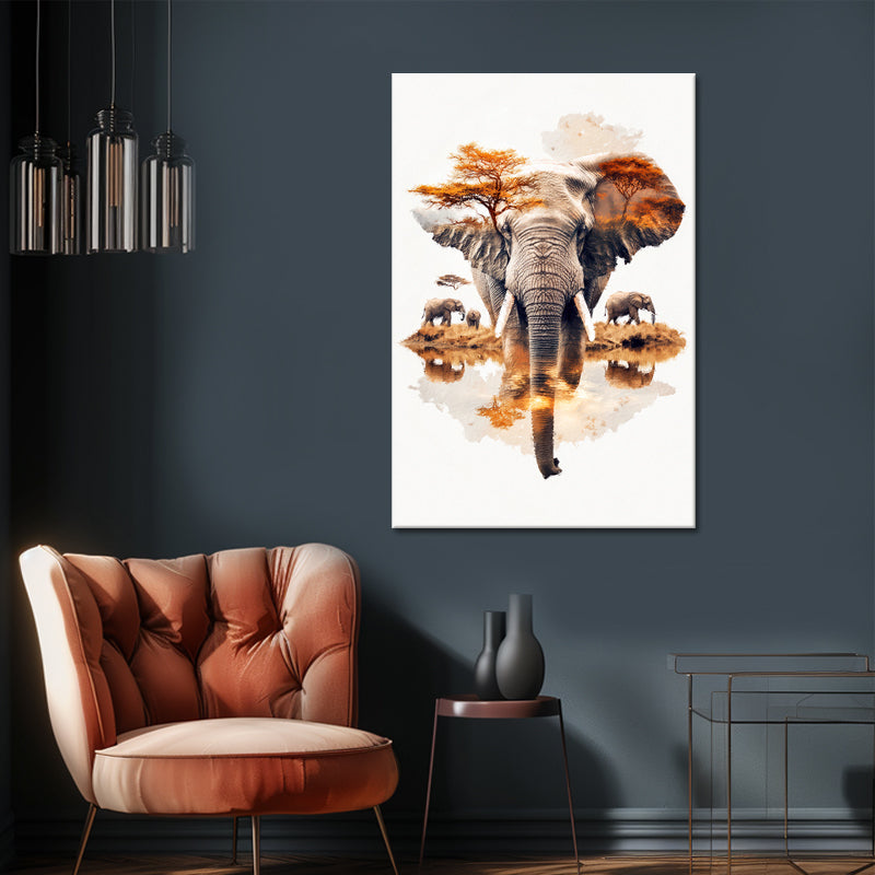 Elefant in Erdtönen Kunst