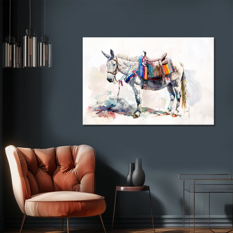 Aquarel Schilderij Ezel