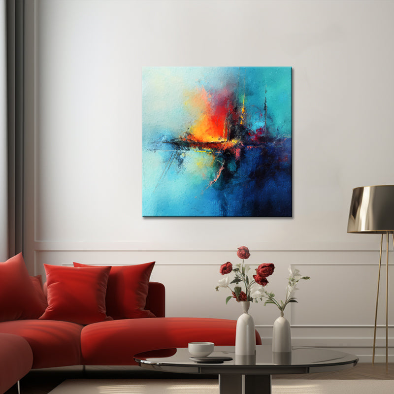 Turquoise schilderij abstract