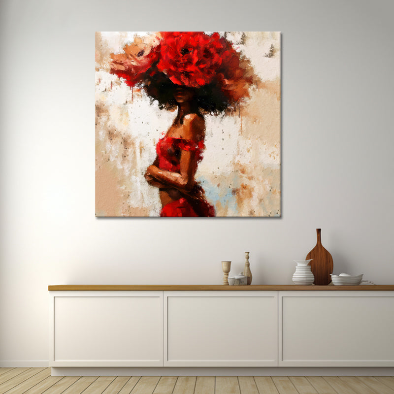 Vrouw met rode bloemen