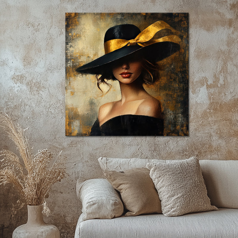 Frau mit Hut - Gold