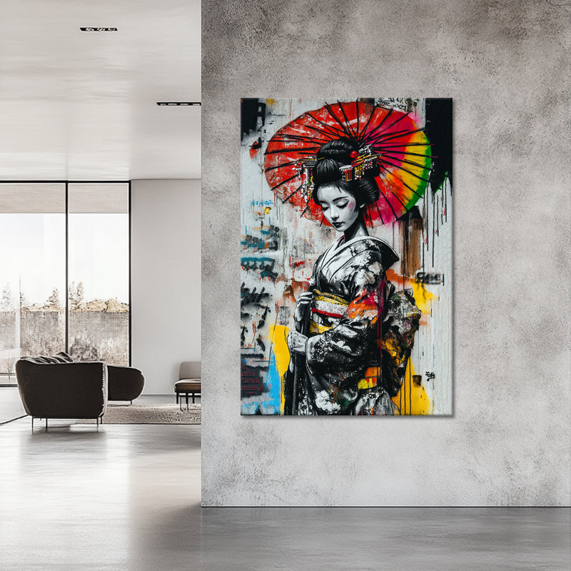 Graffiti asiatische Frau im Kimono