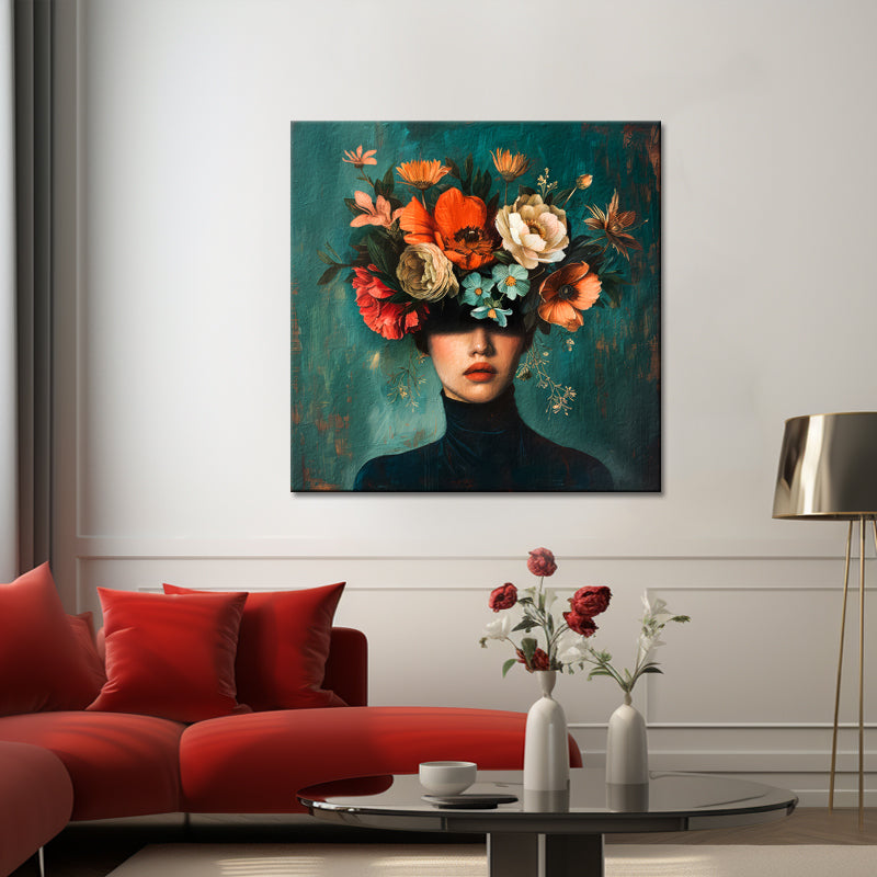 Schilderij Vrouw met bloemen