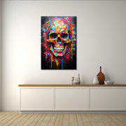 Gekleurde schedel schilderij