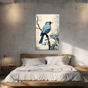 Blauwe vogel op een tak