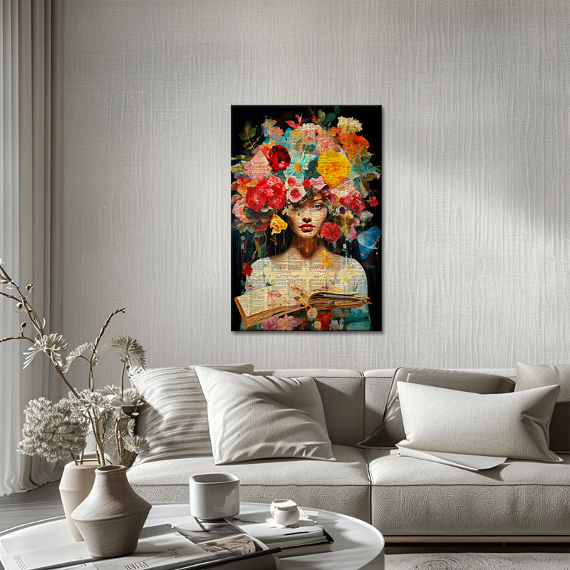 Vrouw met Bloemen schilderij