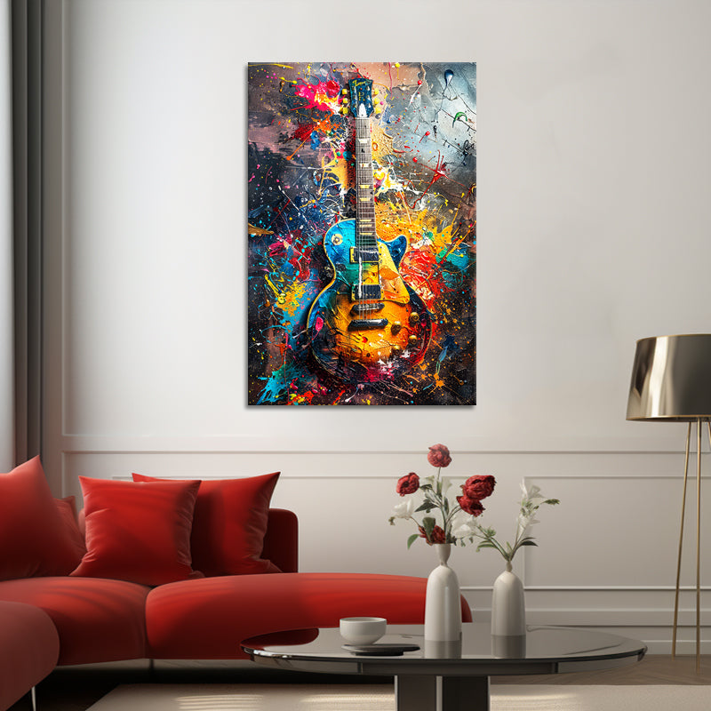 Gekleurde Gitaar schilderij