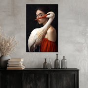 Gemälde Frau mit Storch III