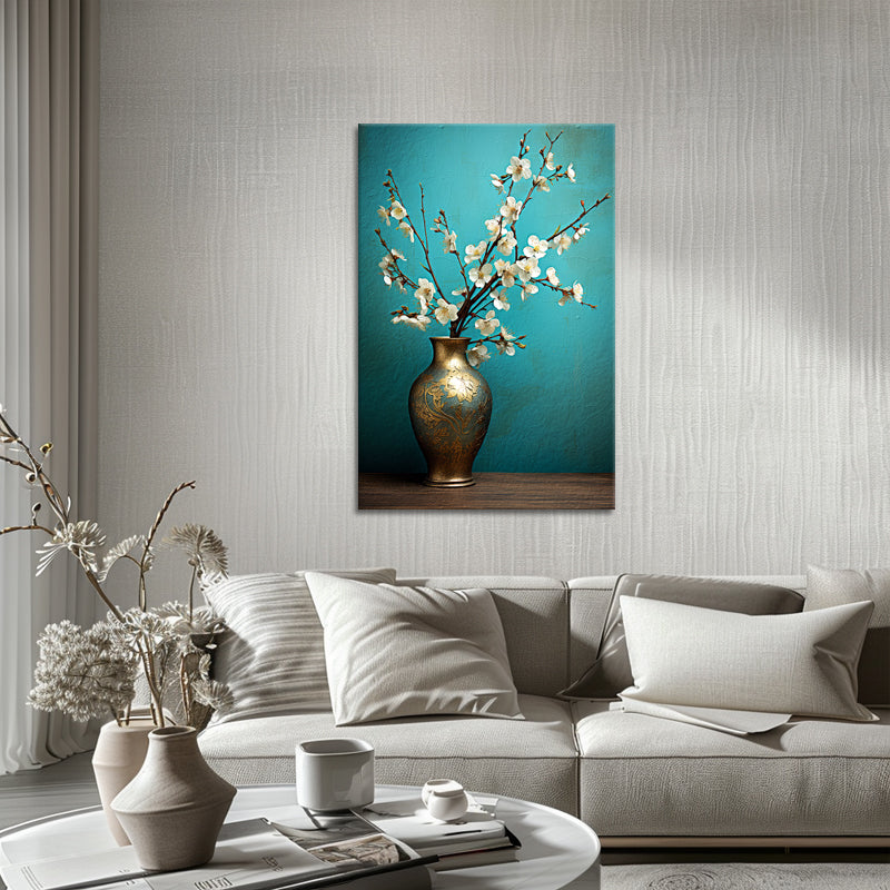 Vaas met witte bloemen