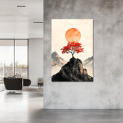 Ein Baum mit rotem Laub