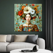 Vrouw met vintage bloemen
