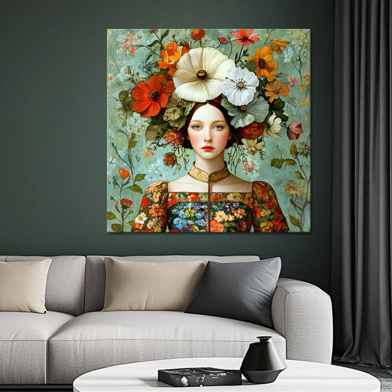 Vrouw met vintage bloemen
