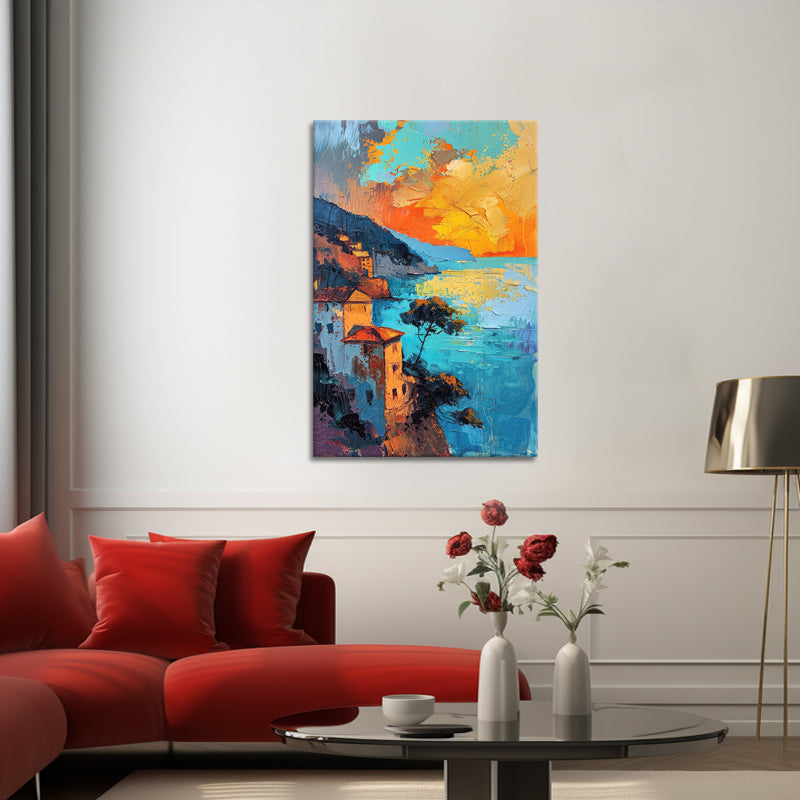 Zonsondergang schilderij