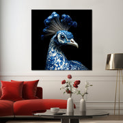 Pauw in delfts blauw