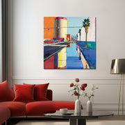 Stad abstract schilderij