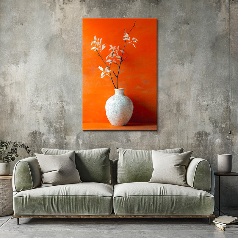 Weiße Vase in Orange