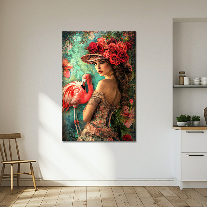 Schöne Frau mit Flamingo III