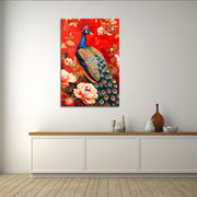 Pfau in Rot