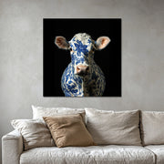 Koe in delfts blauw schilderij