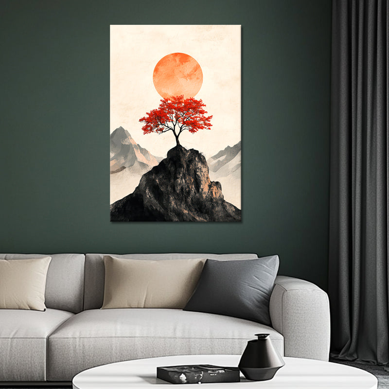 Ein Baum mit rotem Laub