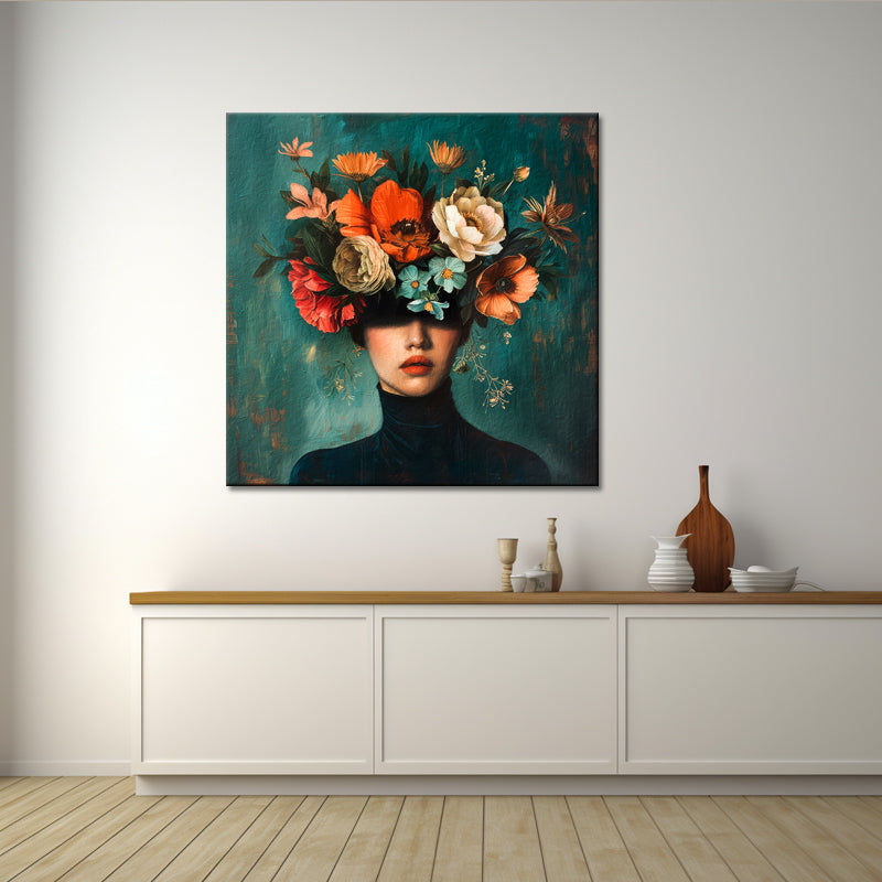 Schilderij Vrouw met bloemen