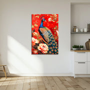 Pfau in Rot