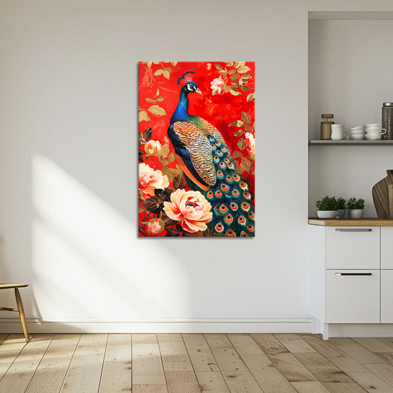 Pfau in Rot