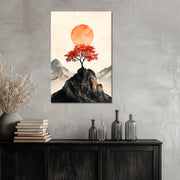 Ein Baum mit rotem Laub