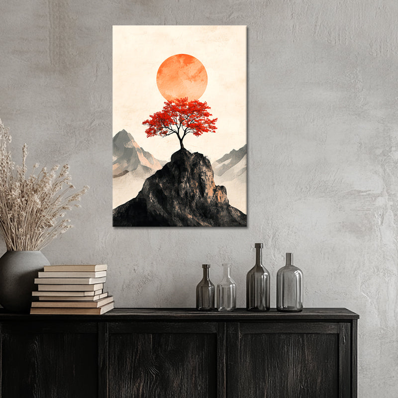 Ein Baum mit rotem Laub