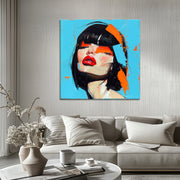 Gezicht vrouw schilderij