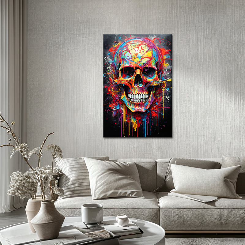Gekleurde schedel schilderij