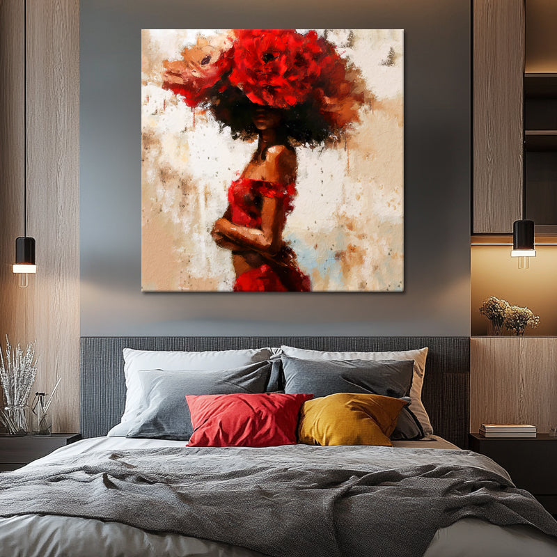 Vrouw met rode bloemen