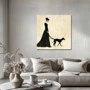 Vrouw met hond schilderij