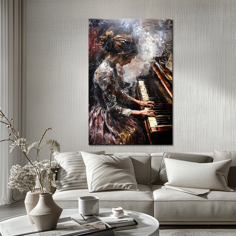 Vrouw speelt piano