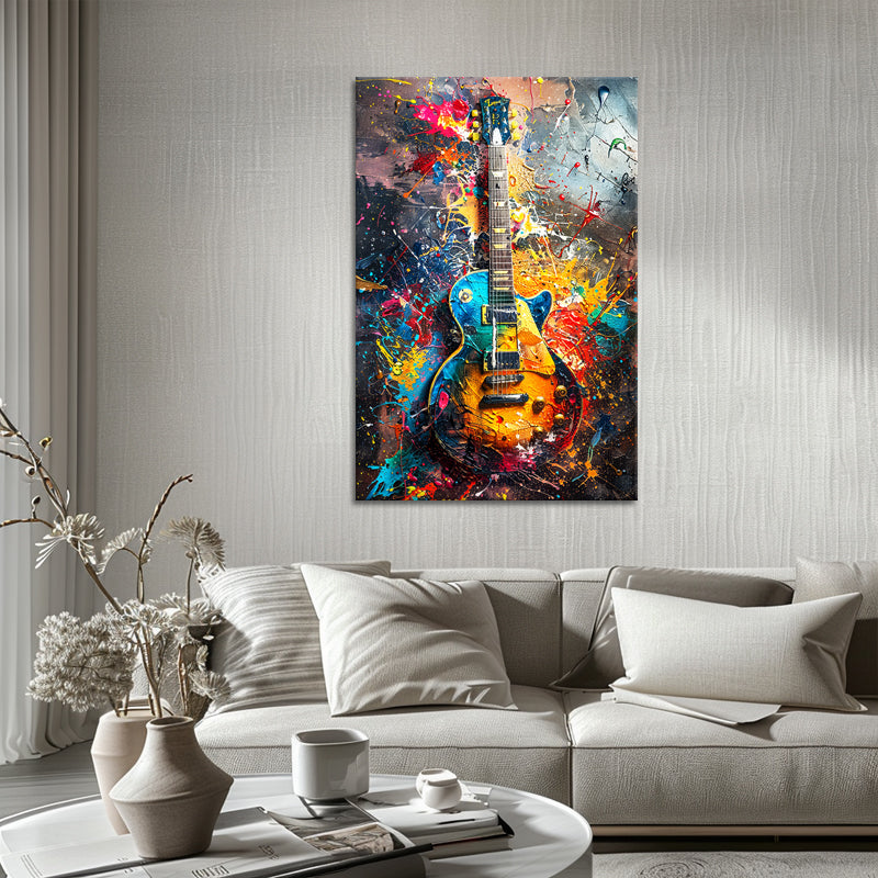 Gekleurde Gitaar schilderij