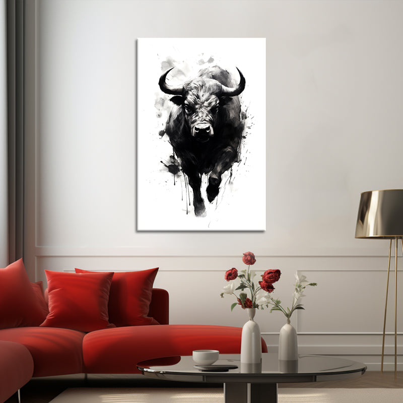 Stier in Schwarz-Weiß