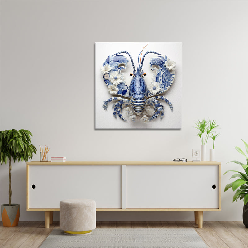 Hummer im Delfter-Blau-Stil