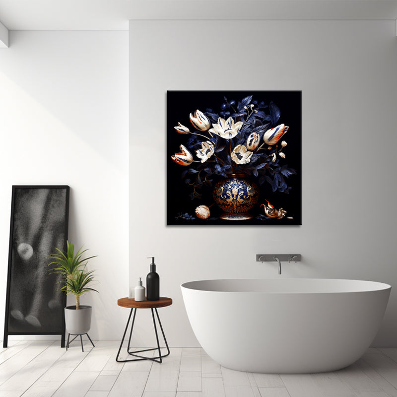 Bloemen in delf blauw stijl