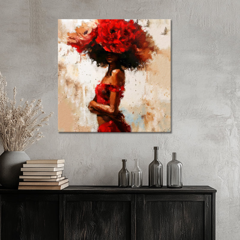 Vrouw met rode bloemen