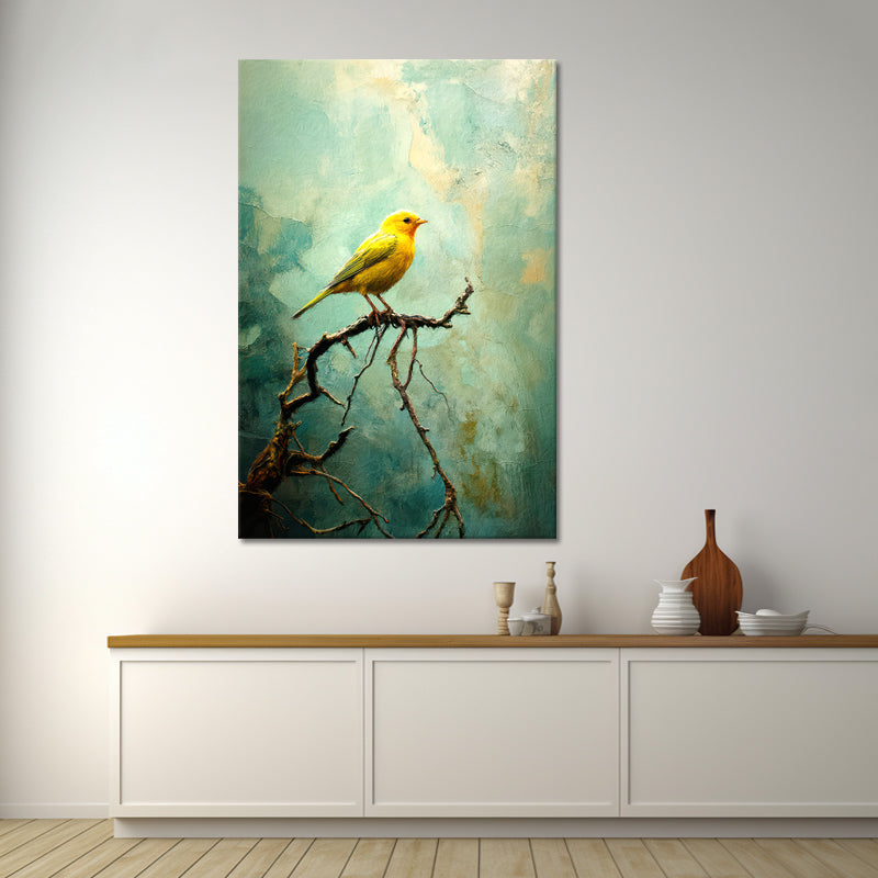 Gele vogel schilderij