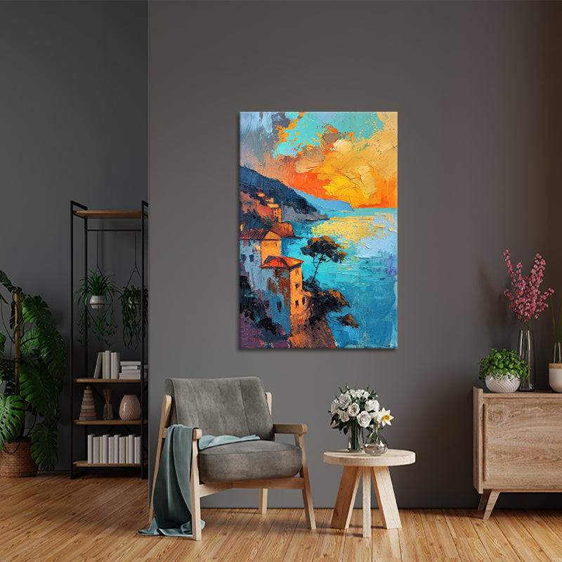 Zonsondergang schilderij