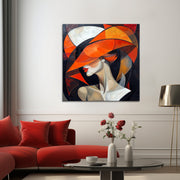 Frau mit orangefarbenem Hut III