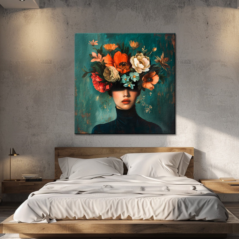 Schilderij Vrouw met bloemen